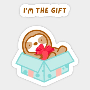 I’m the Gift Christmas Present Sloth Sticker